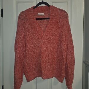 Anthropologie Salmon V-Neck Sweater